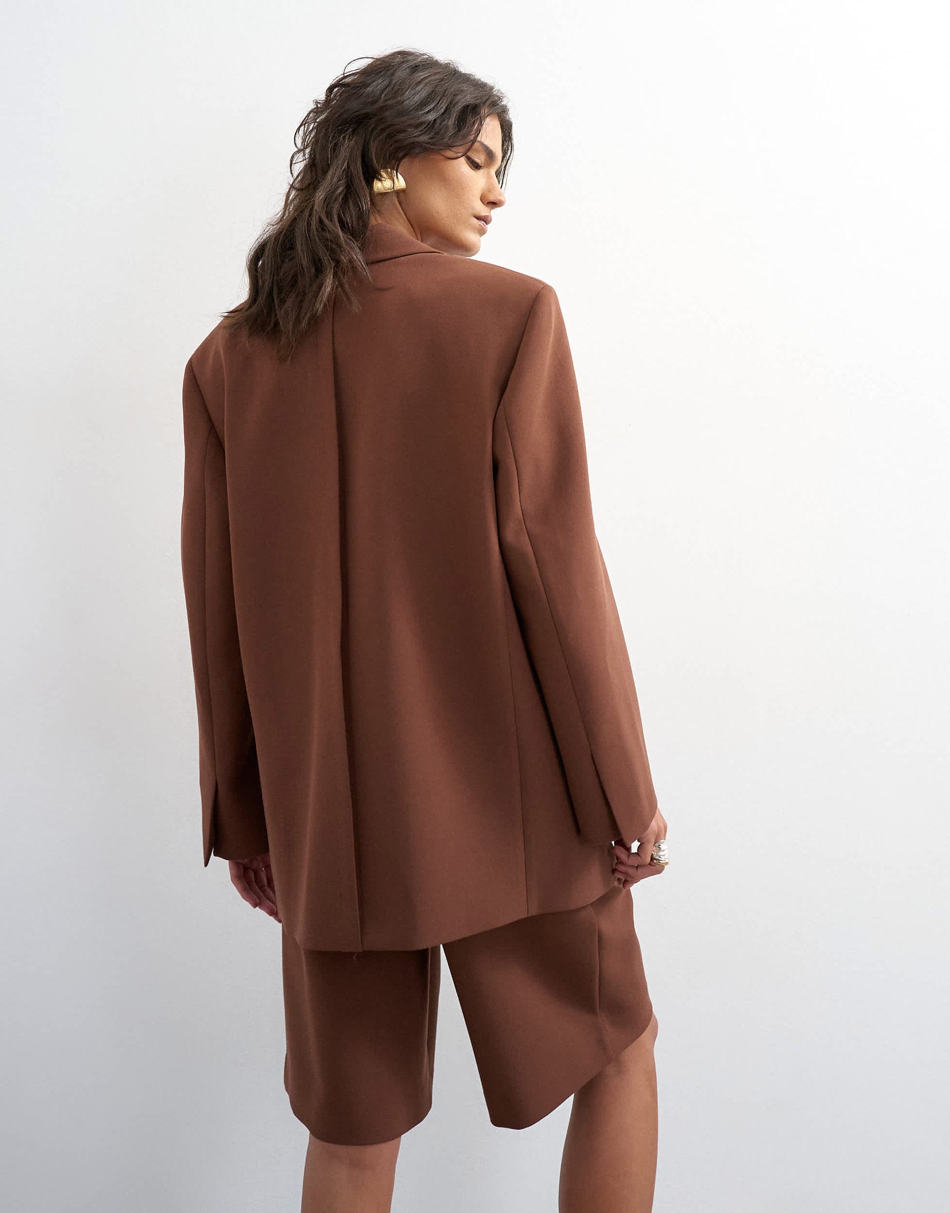 Topshop co ord oversized slouchy panel blazer in brown
