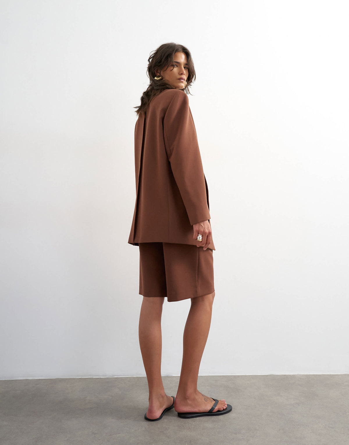 Topshop co ord longline short in brown