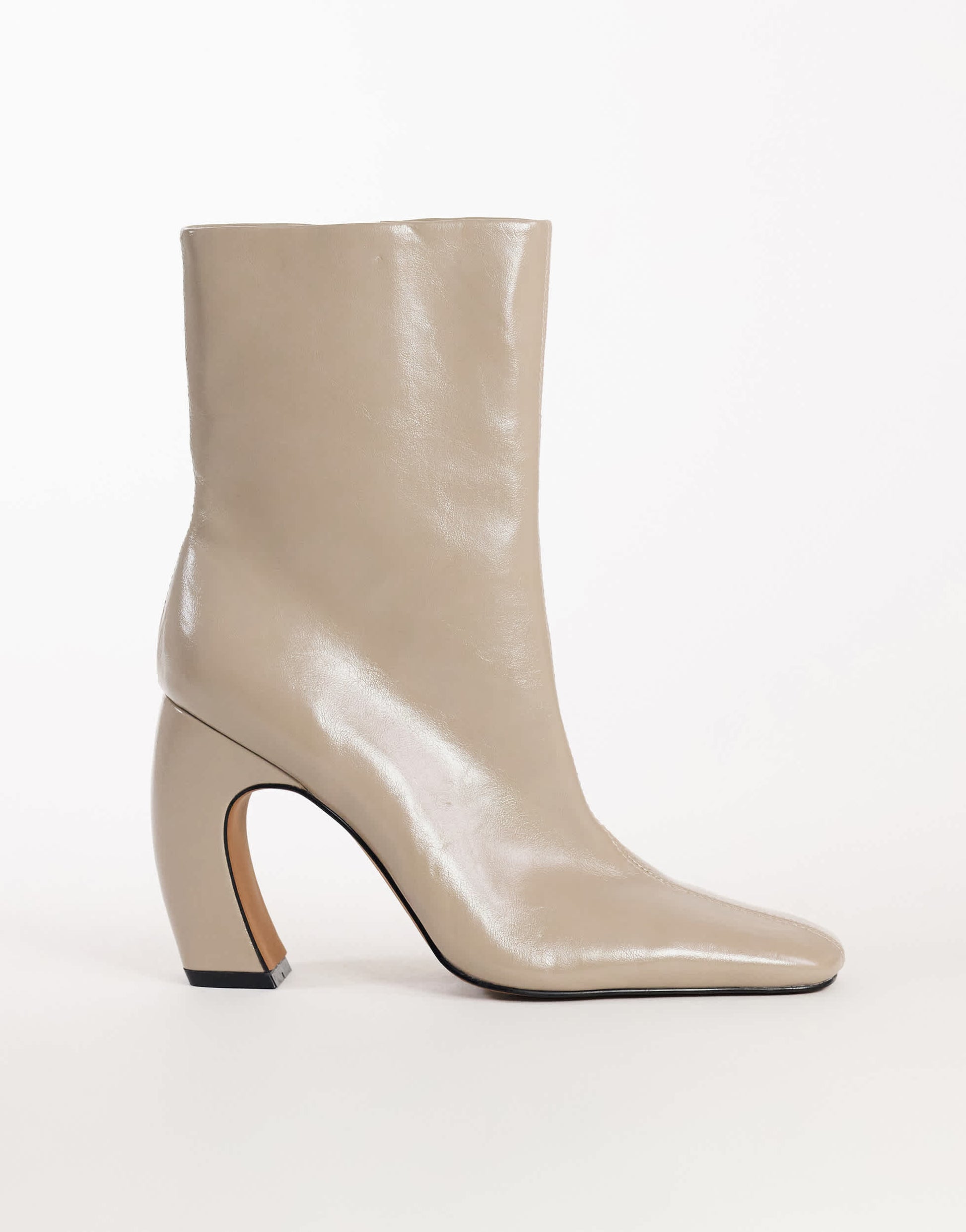 Topshop Karter curved heel ankle boot in mink stretch faux leather