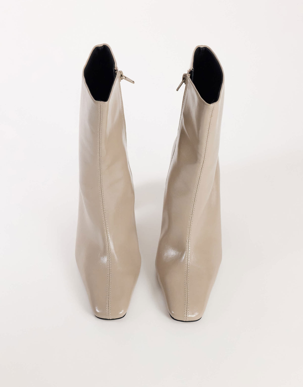 Topshop Karter curved heel ankle boot in mink stretch faux leather