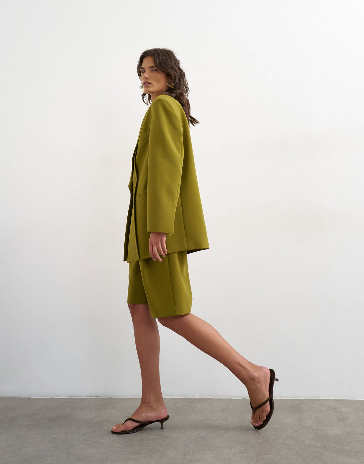 Topshop co ord longline short in olive