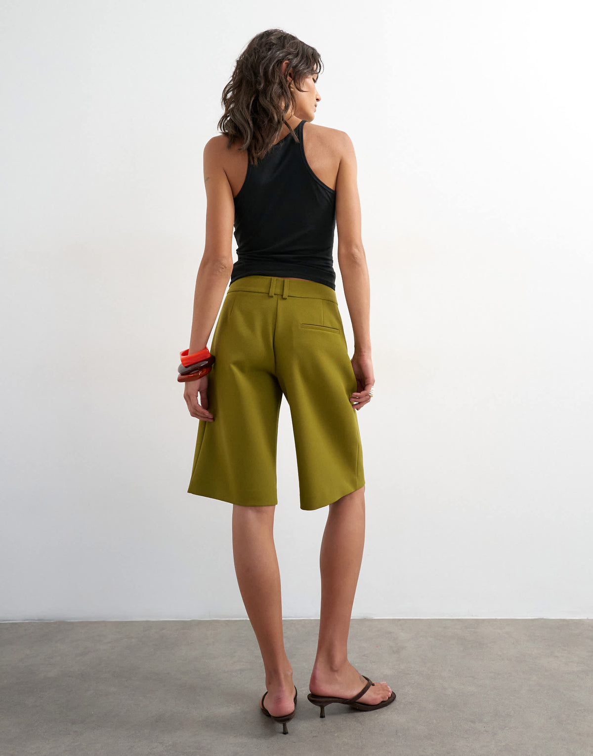 Topshop co ord longline short in olive