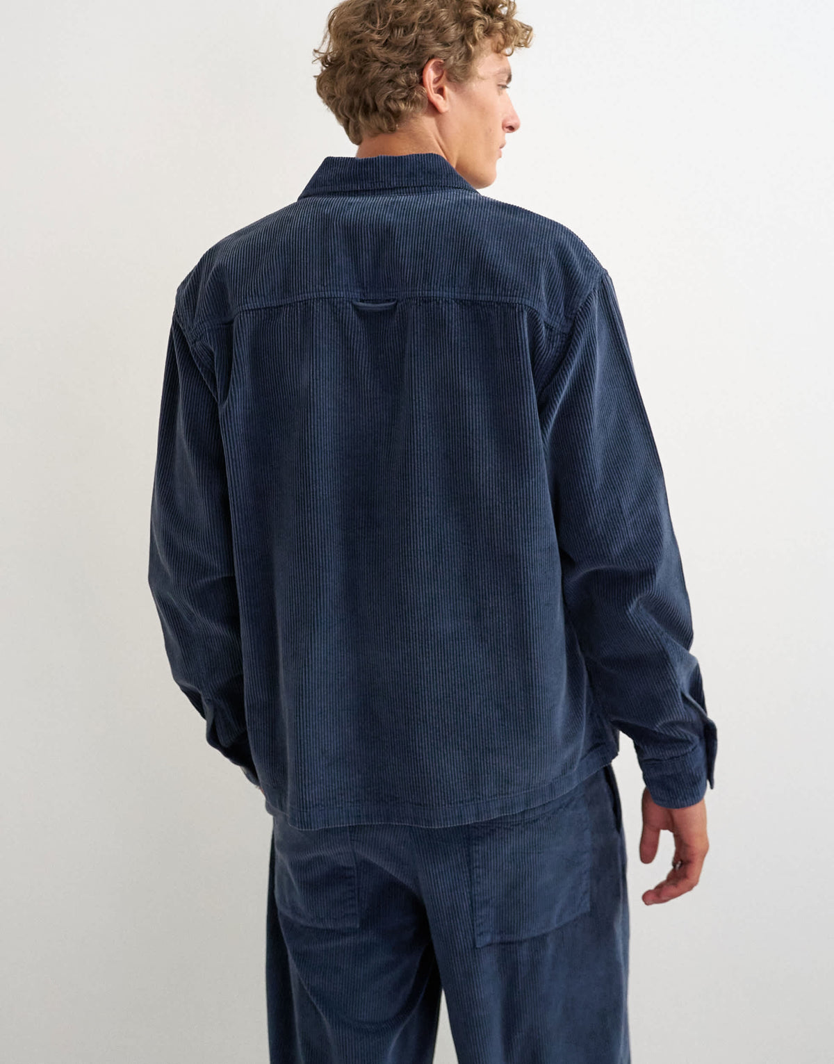 Topman relaxed fit crop washed cord overshirt in washed blue