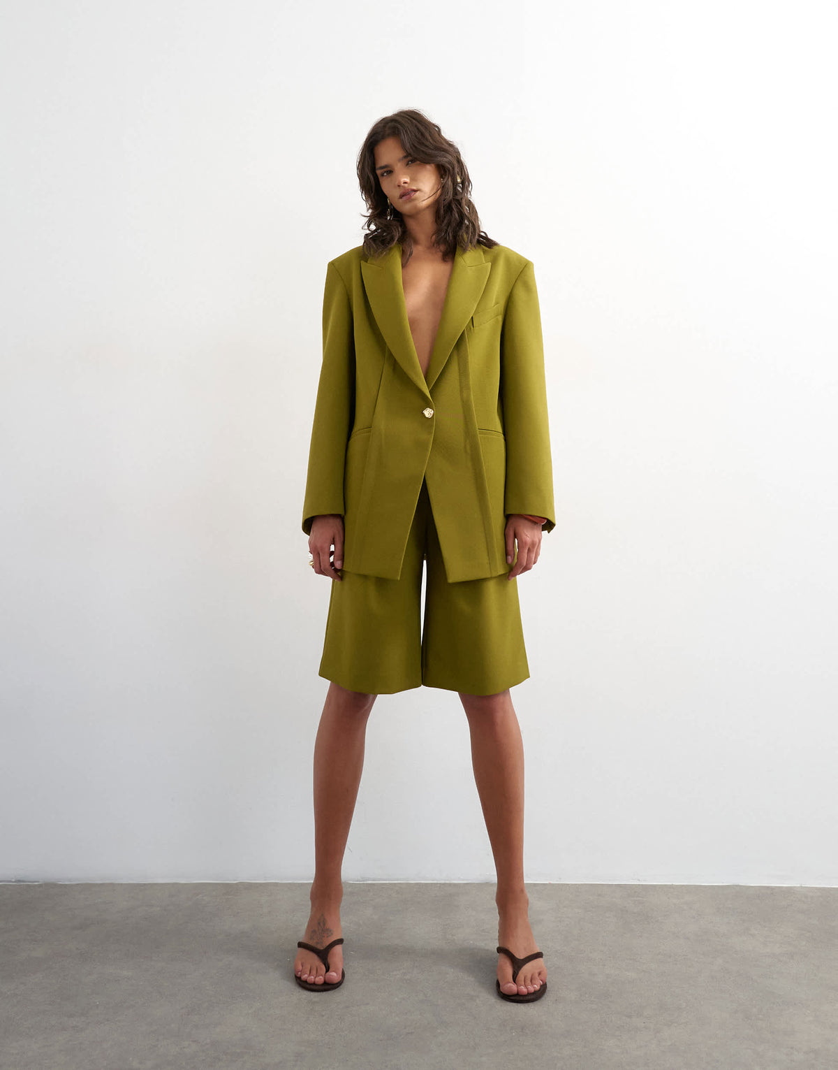 Topshop co ord oversized slouchy panel blazer in olive