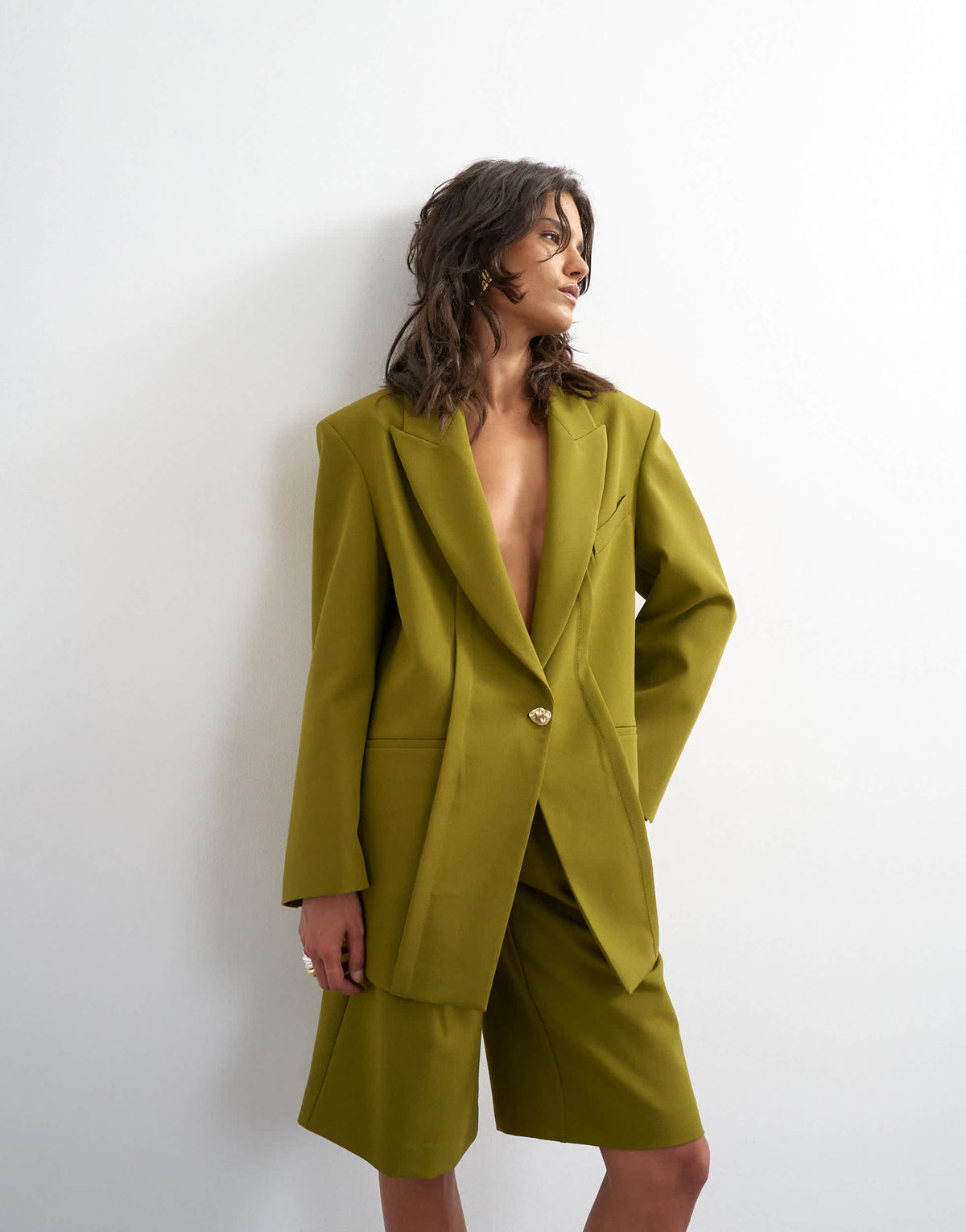 Topshop co ord oversized slouchy panel blazer in olive