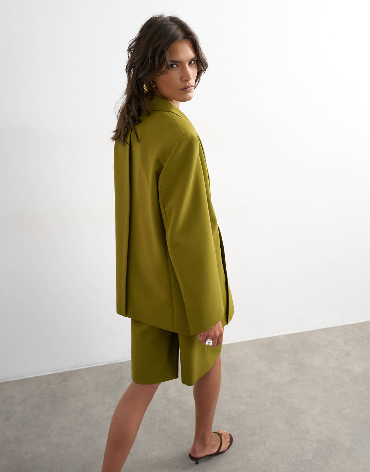 Topshop co ord oversized slouchy panel blazer in olive