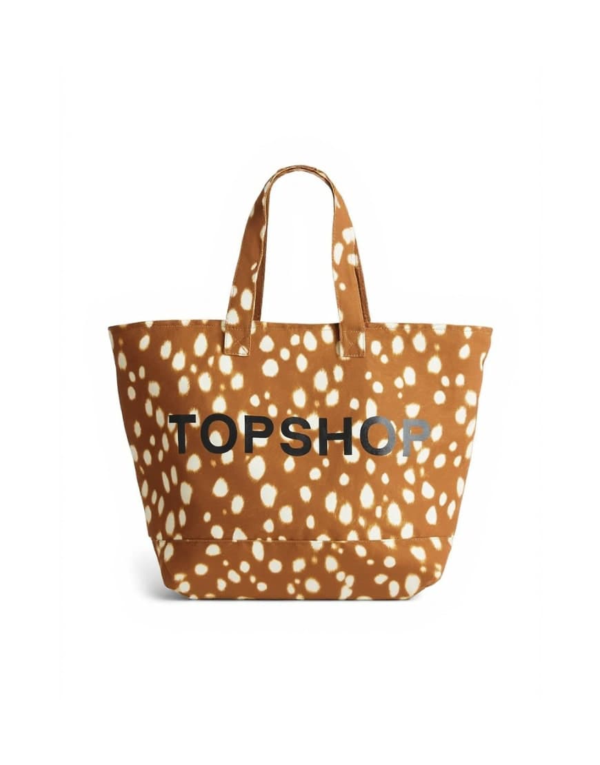Topshop large canvas tote in deer print