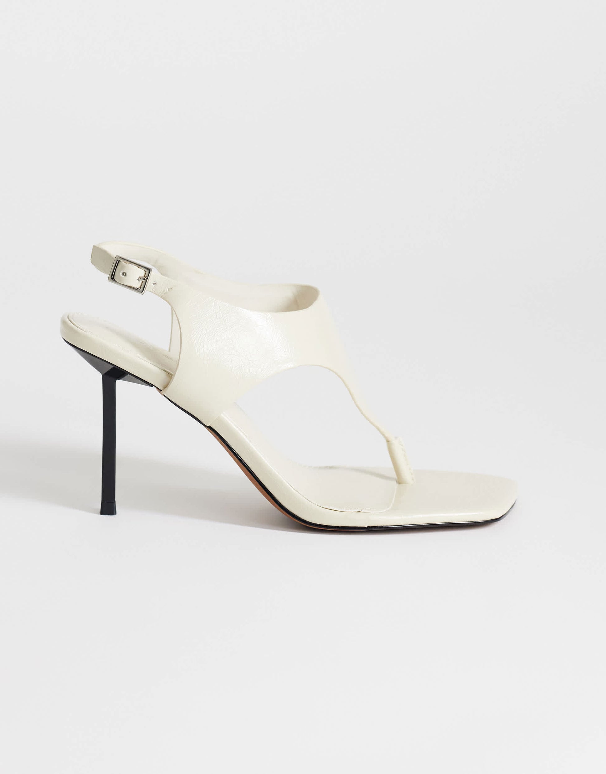 Topshop Sandy toe thong high heeled sandal in off white