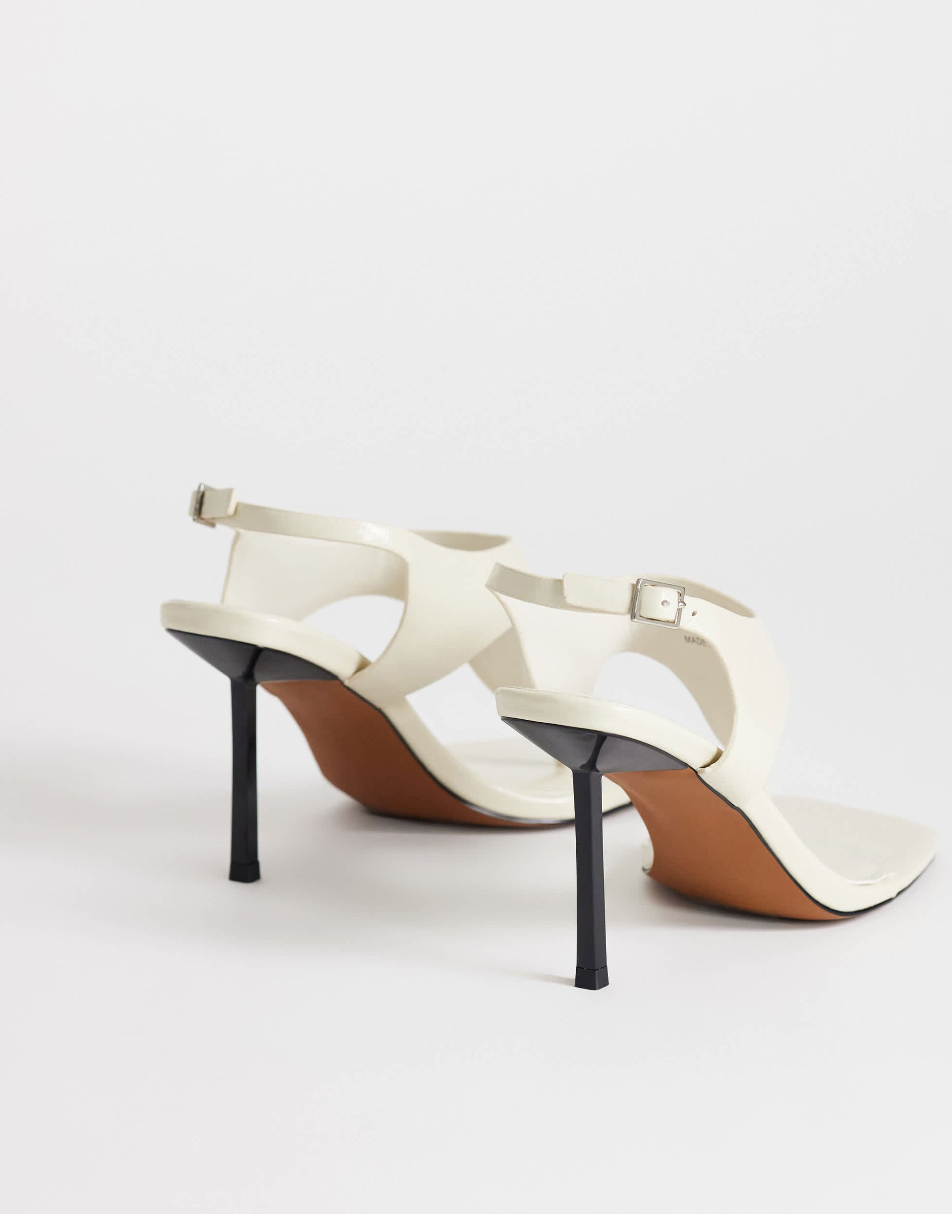 Topshop Sandy toe thong high heeled sandal in off white