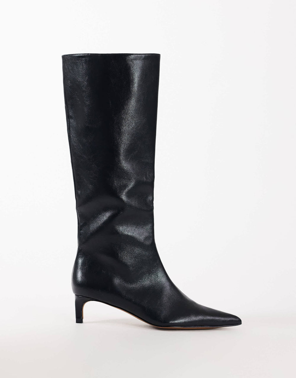 Topshop Troy kitten heel knee high boot in black