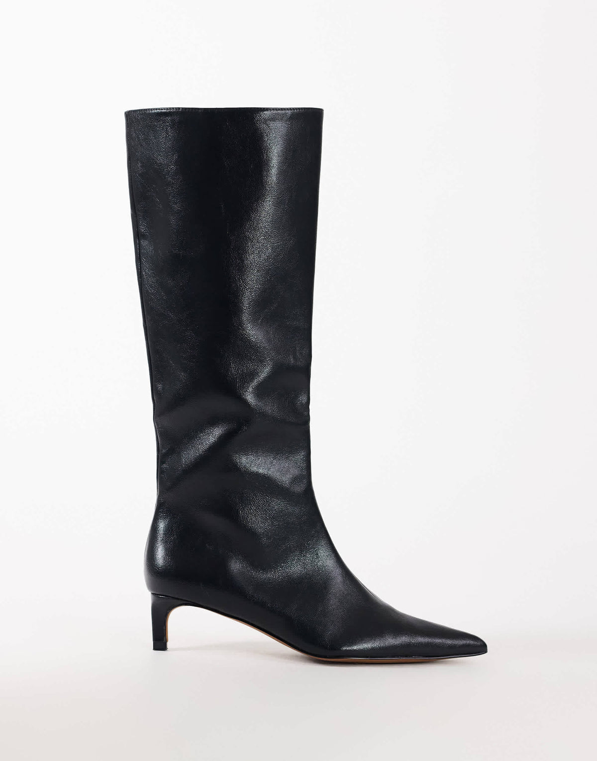 Topshop Troy kitten heel knee high boot in black