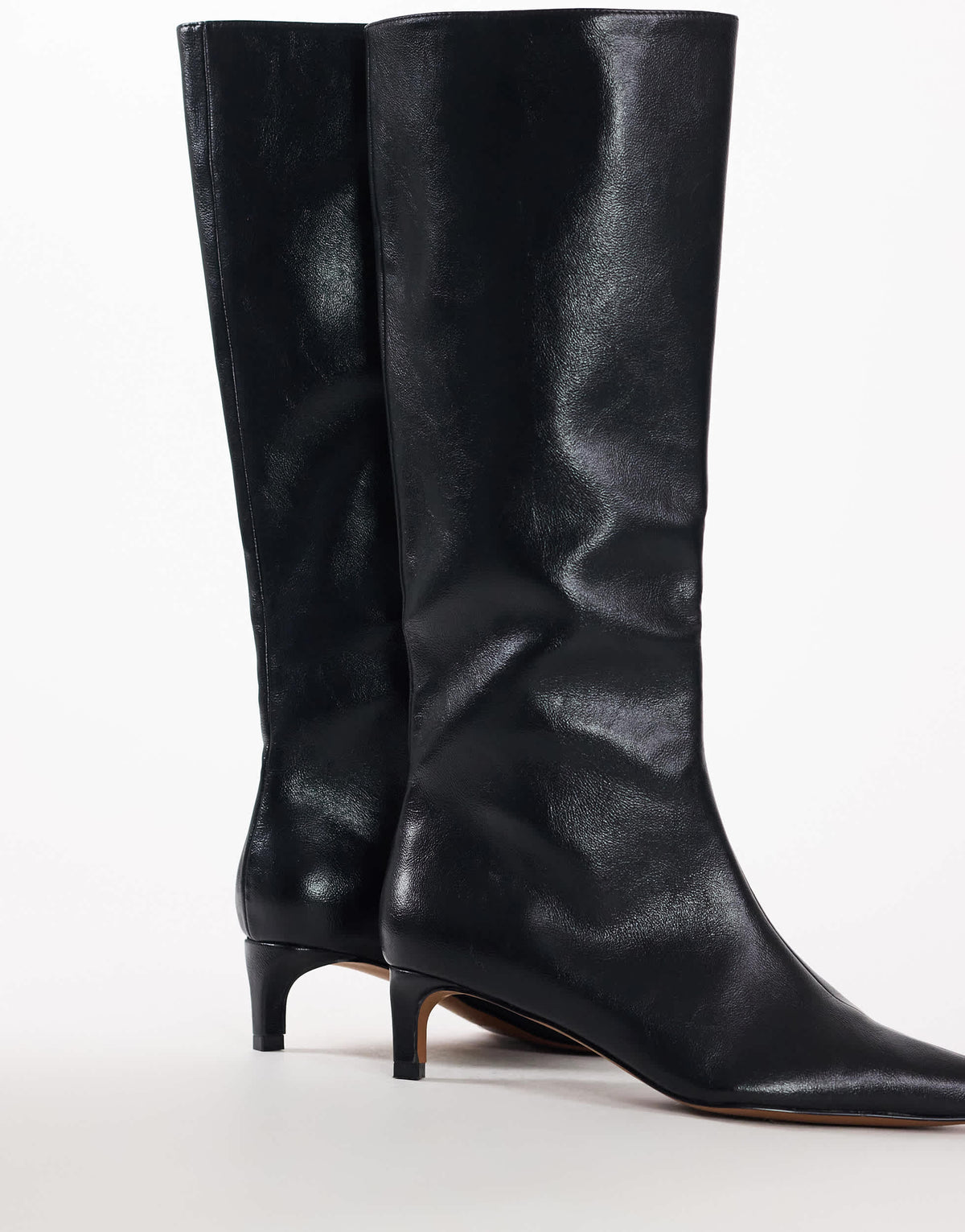 Topshop Troy kitten heel knee high boot in black