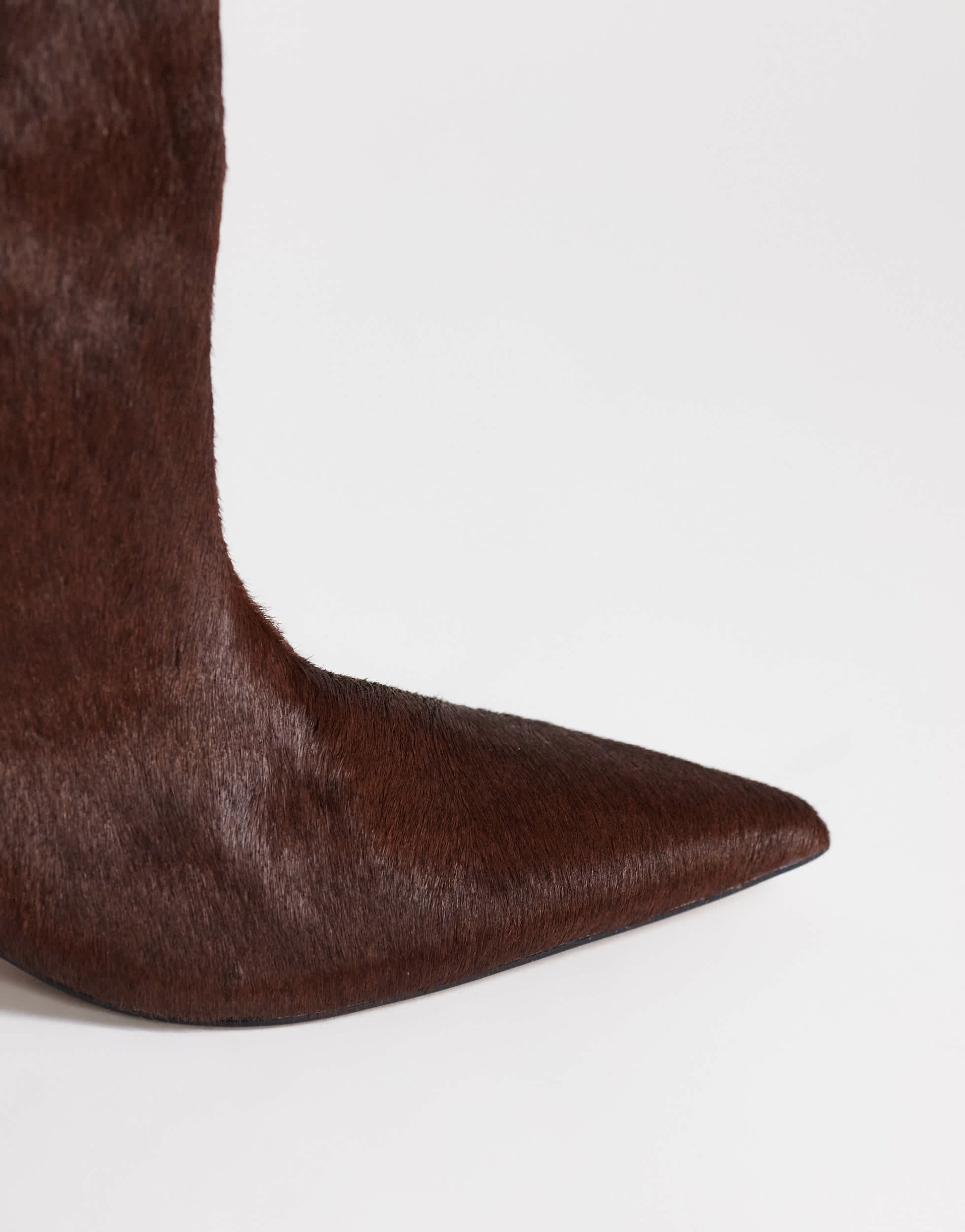 Topshop Tina hair on real leather kitten heel knee boot in chestnut
