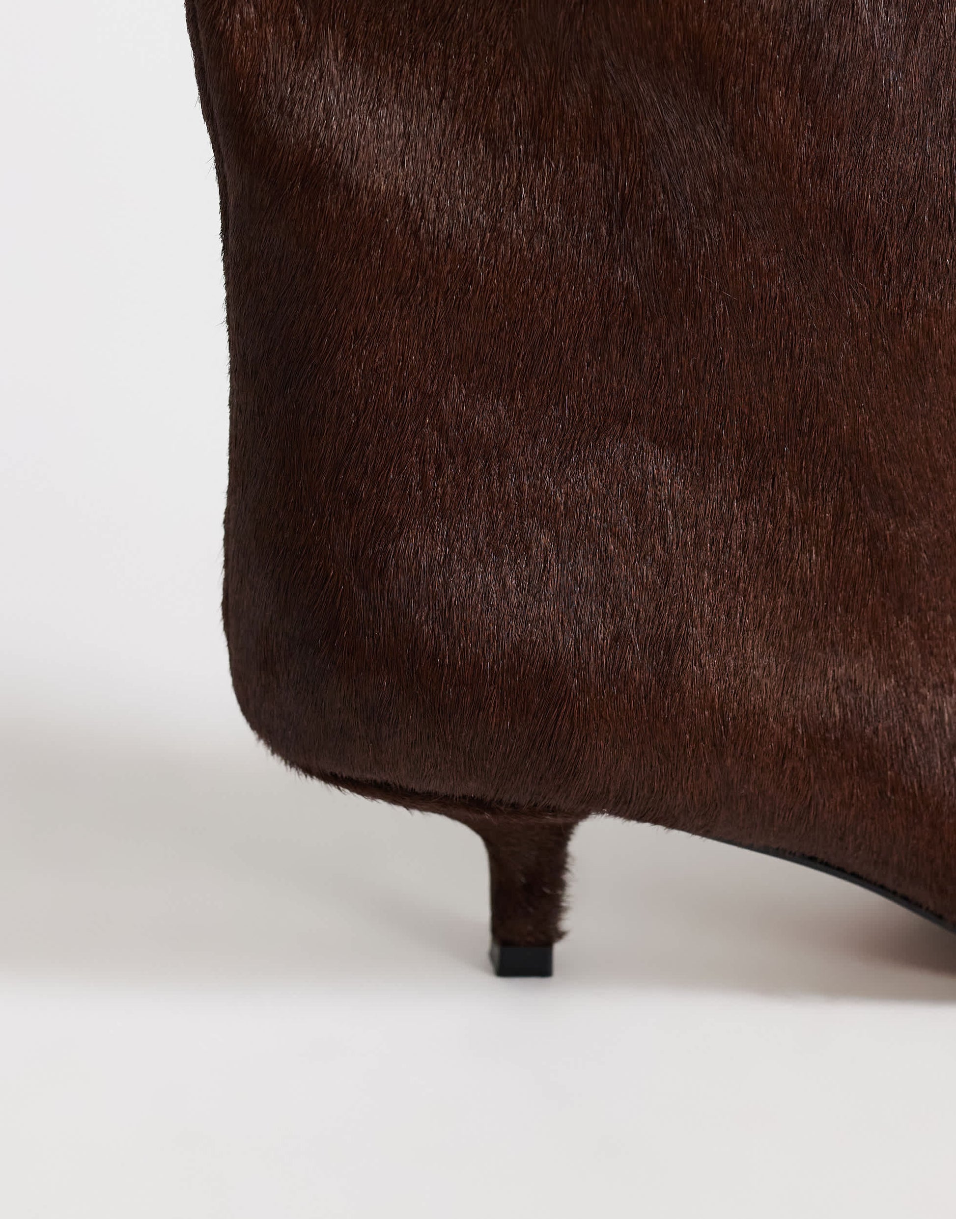 Topshop Tina hair on real leather kitten heel knee boot in chestnut