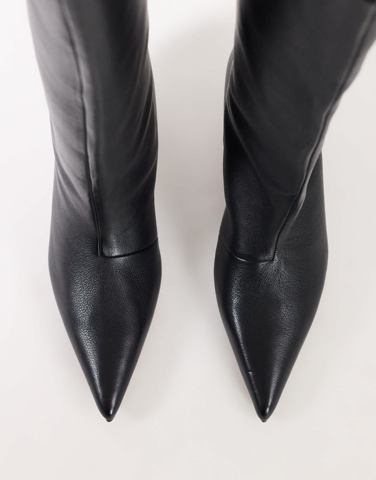 Topshop Tina real leather kitten heel knee boot in black