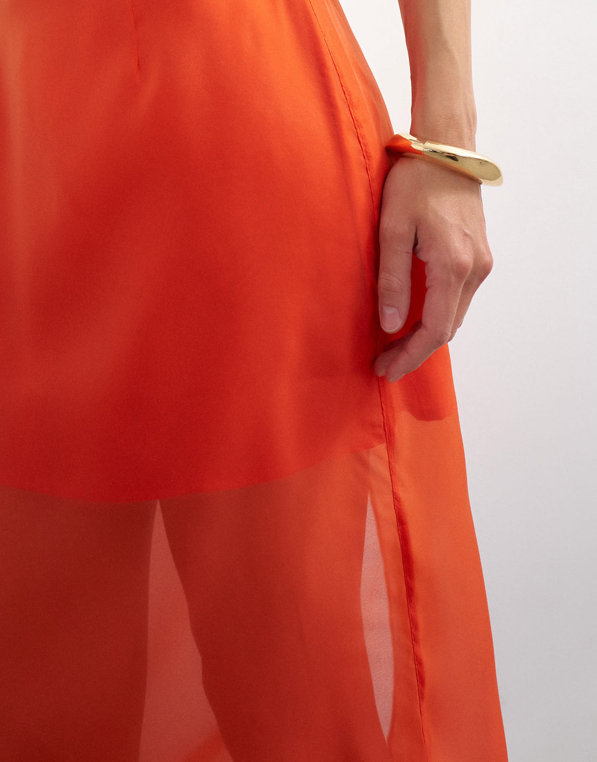 Topshop sheer organza maxi skirt in fiery orange