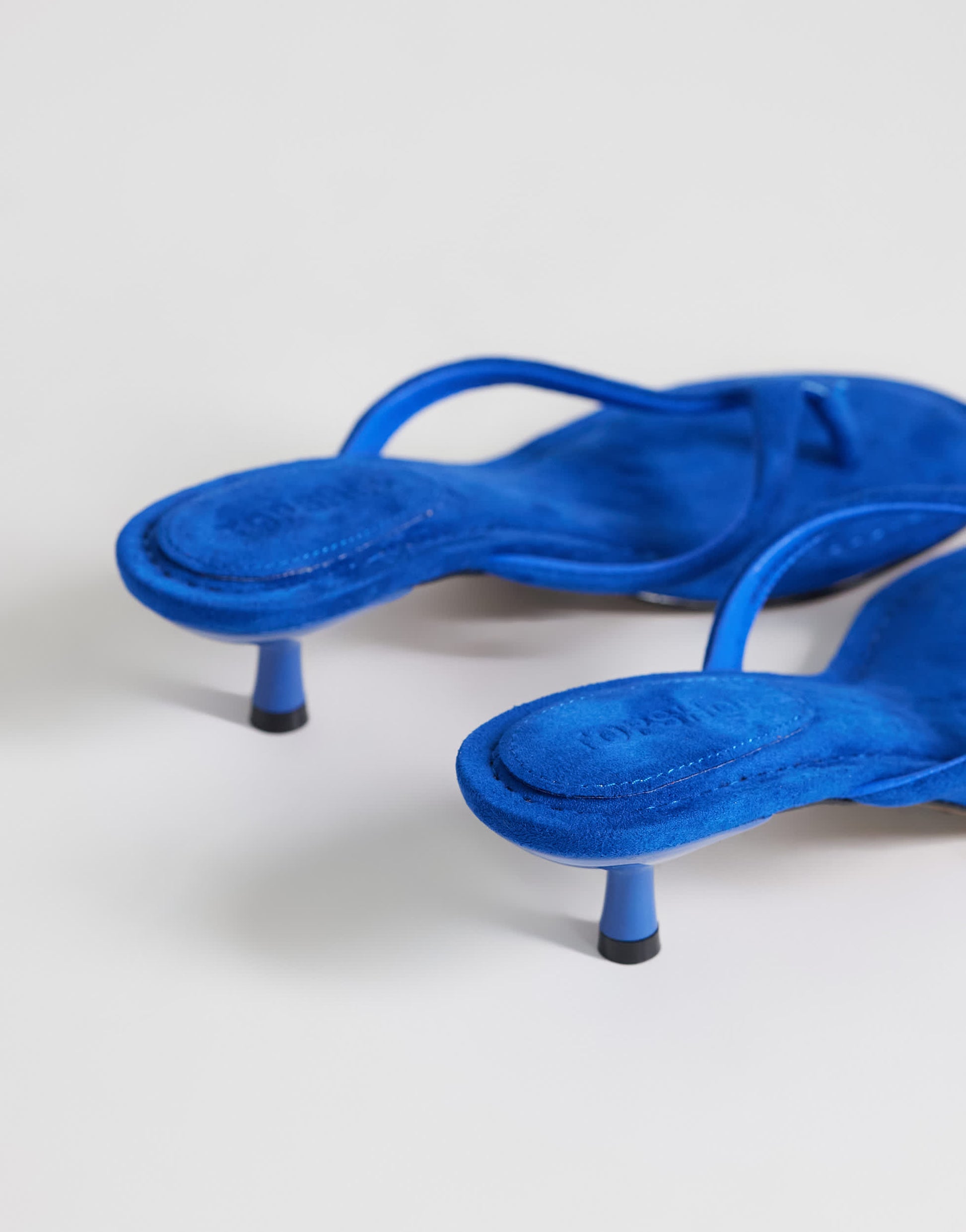 Topshop Axel toe thong mid heel sandal in cobalt blue