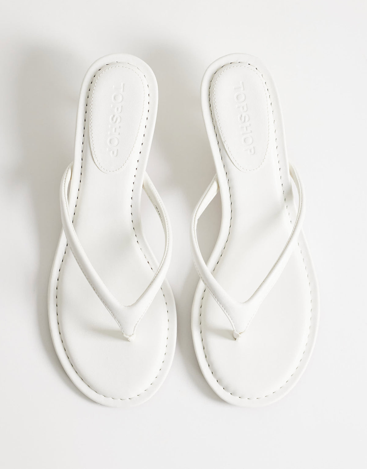 Topshop Axel toe thong mid heel sandal in white