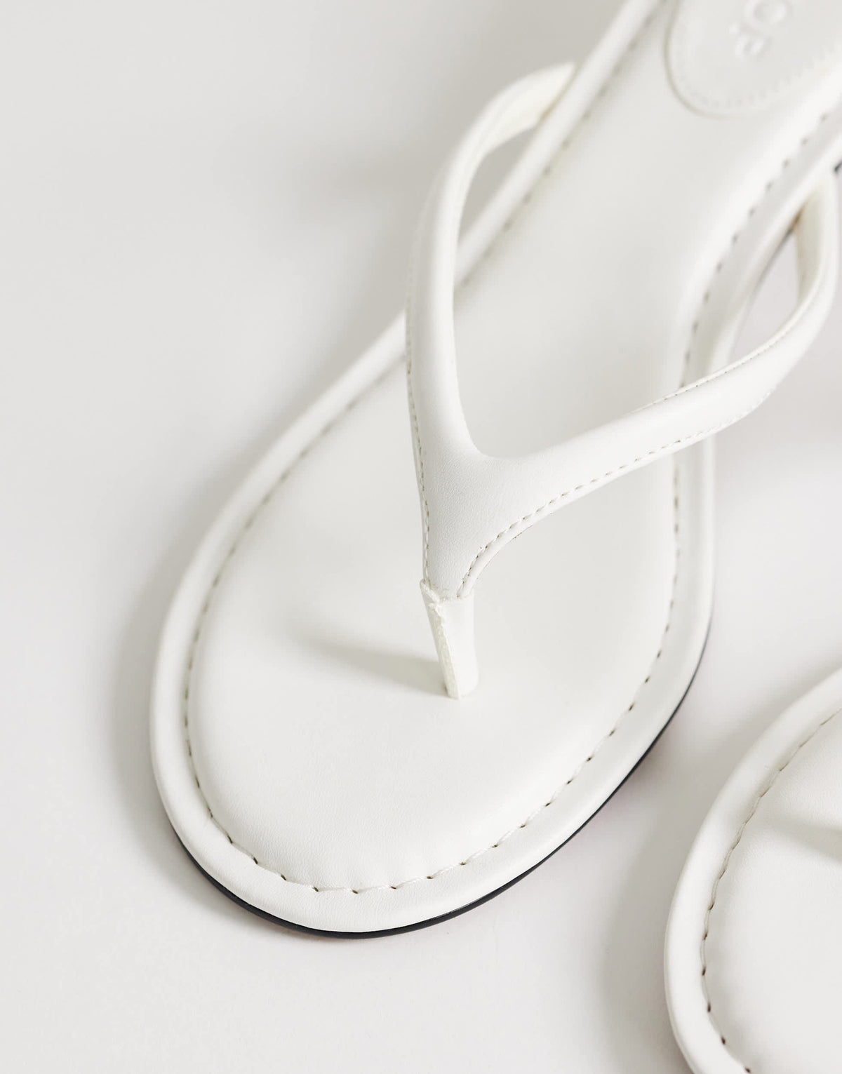 Topshop Axel toe thong mid heel sandal in white