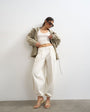 Topshop poplin balloon trouser in white