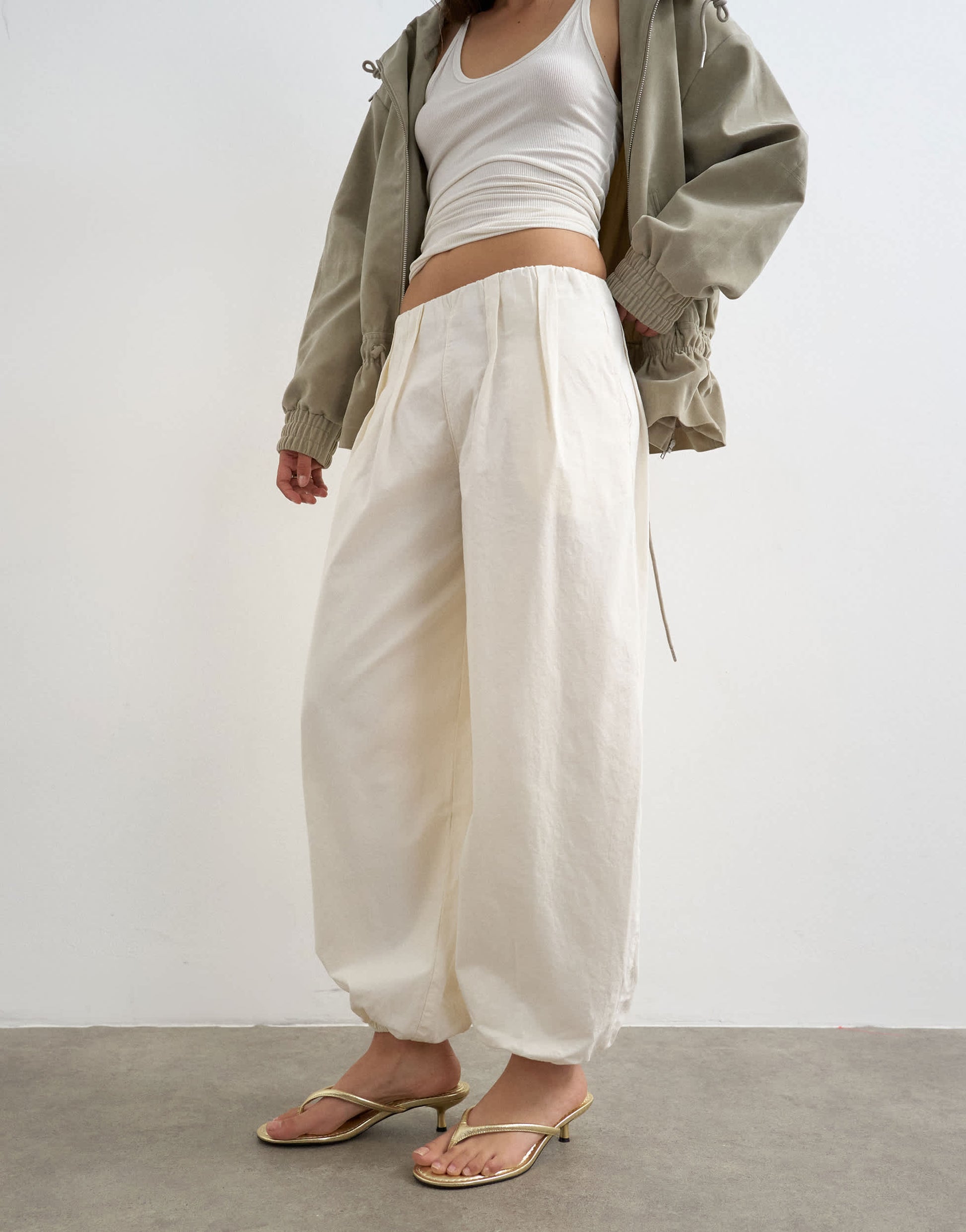 Topshop poplin balloon trouser in white