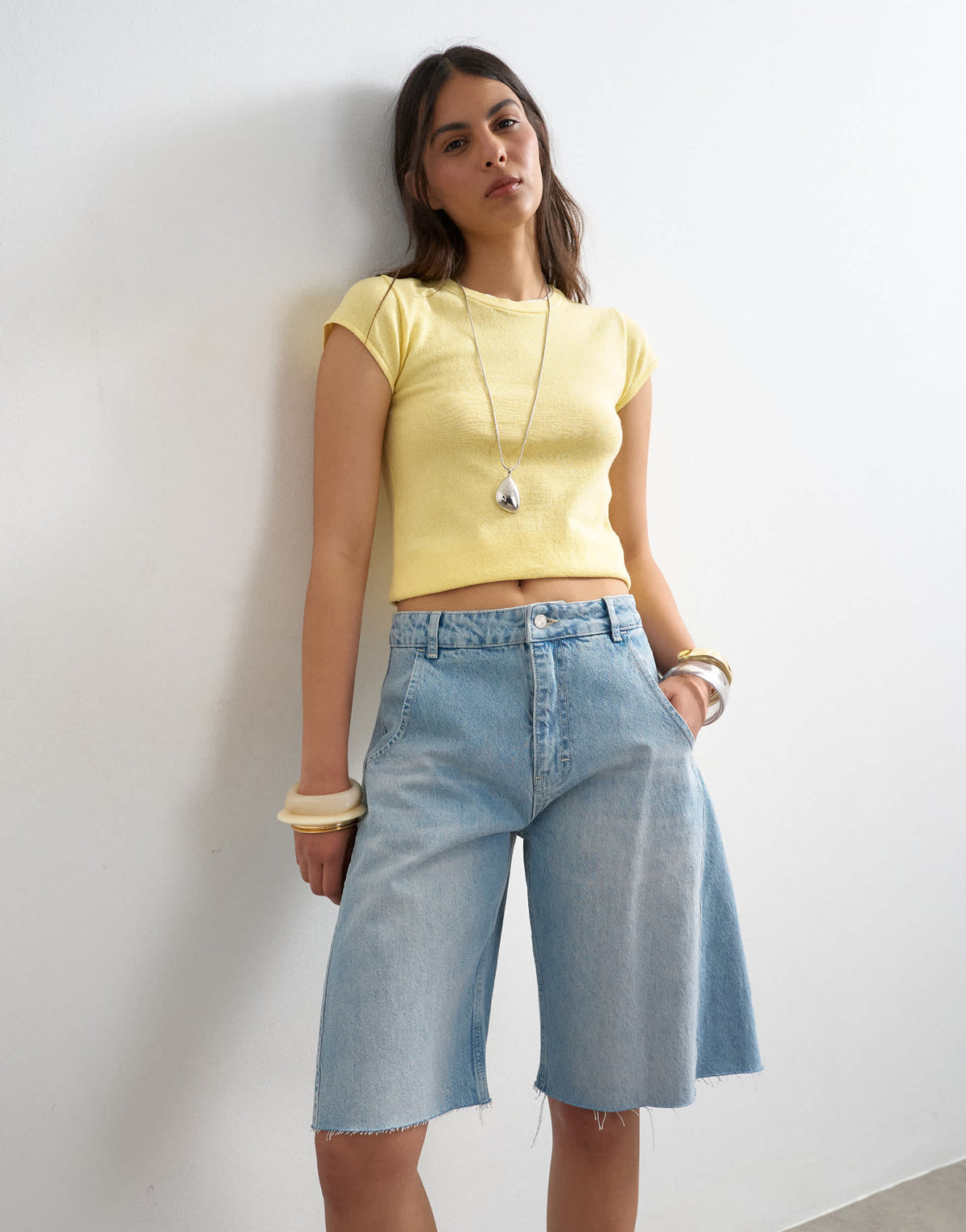 Topshop denim barrel jort in bleach