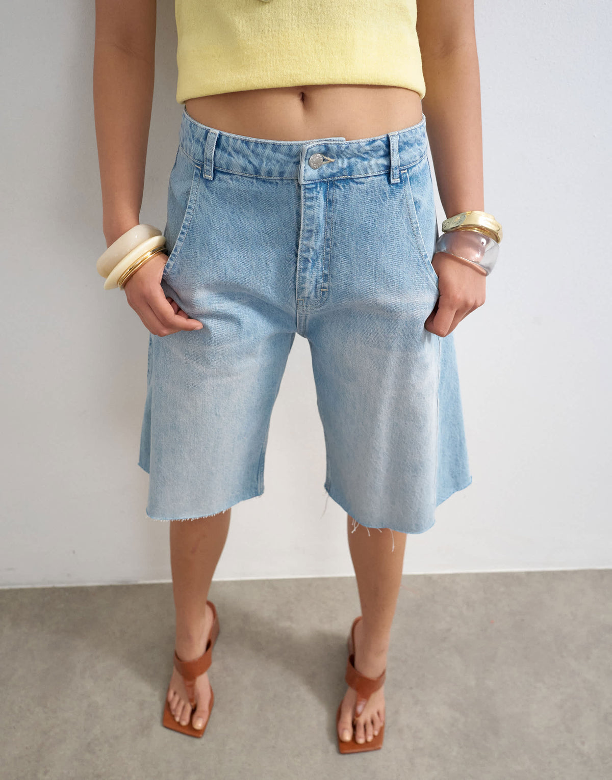Topshop denim barrel jort in bleach