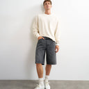 Topman starre Baggy-Denim-Short in gewaschenem Schwarz
