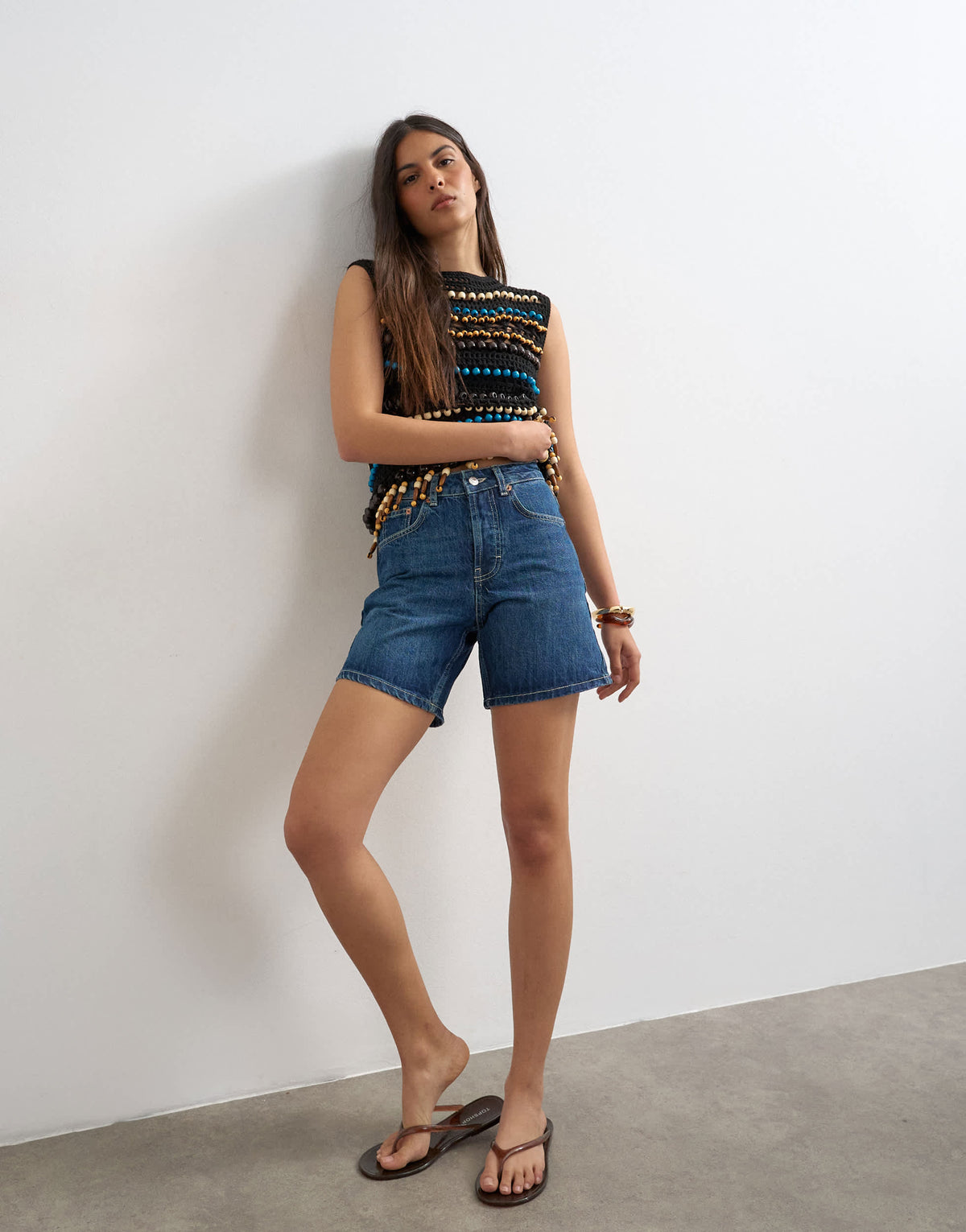 Topshop denim Editor short in rich blue