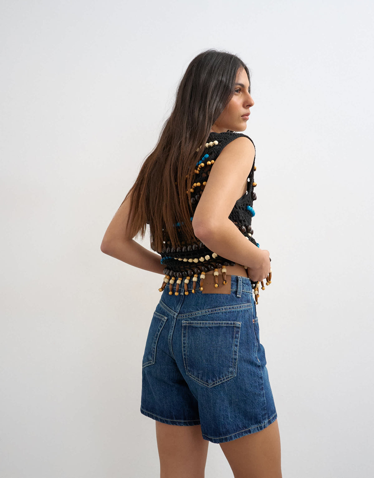 Topshop denim Editor short in rich blue