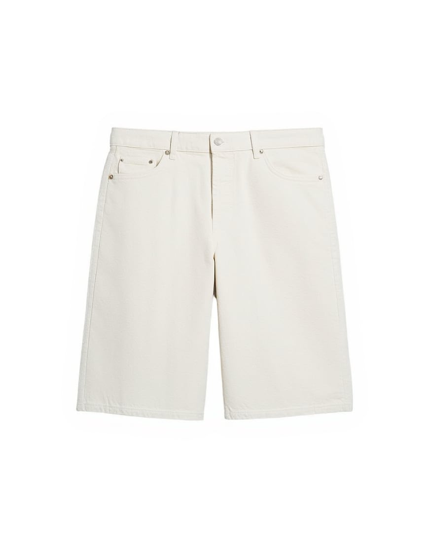 Topman rigid baggy denim short in bone