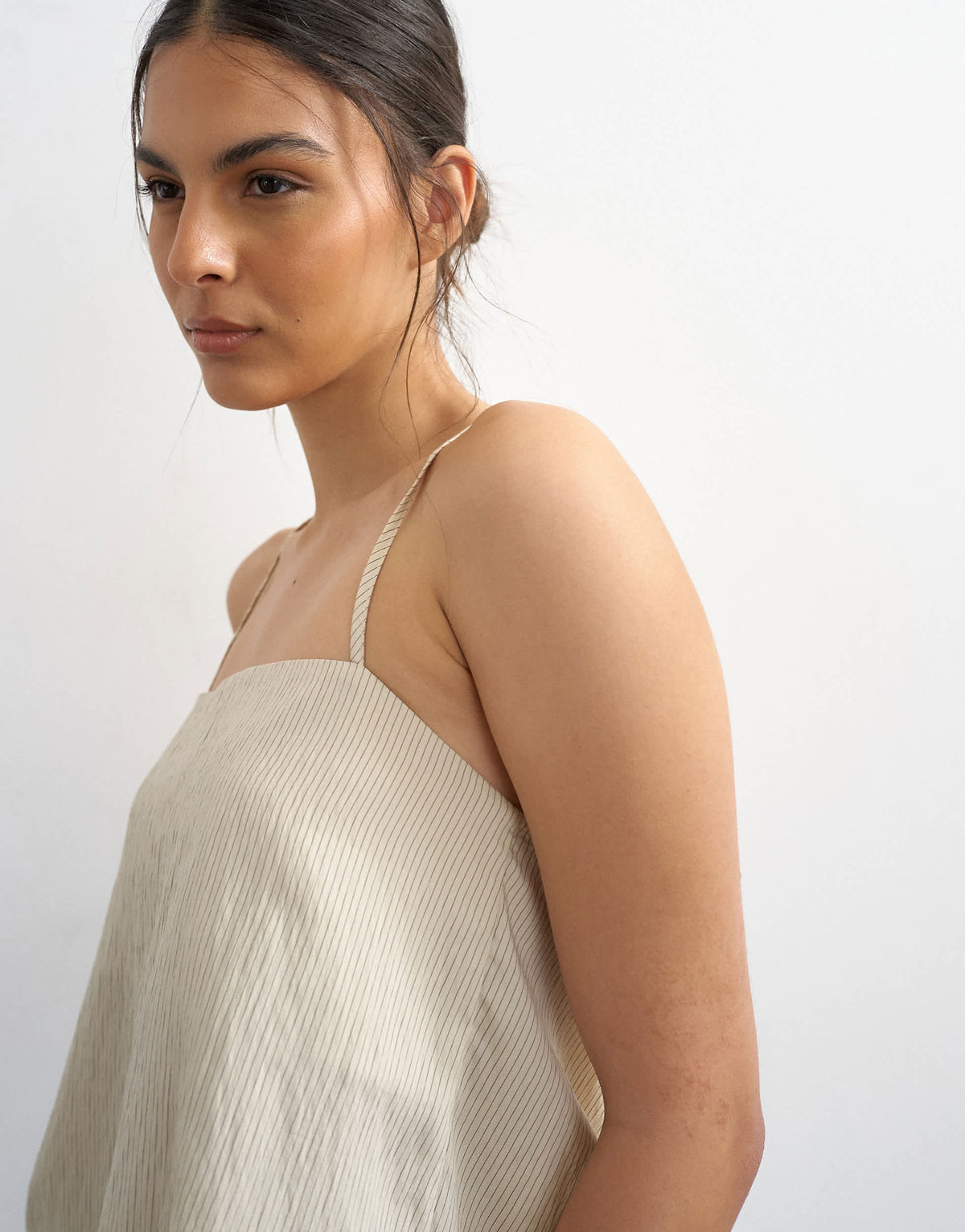 Topshop square neck cami with drape back detail in ecru