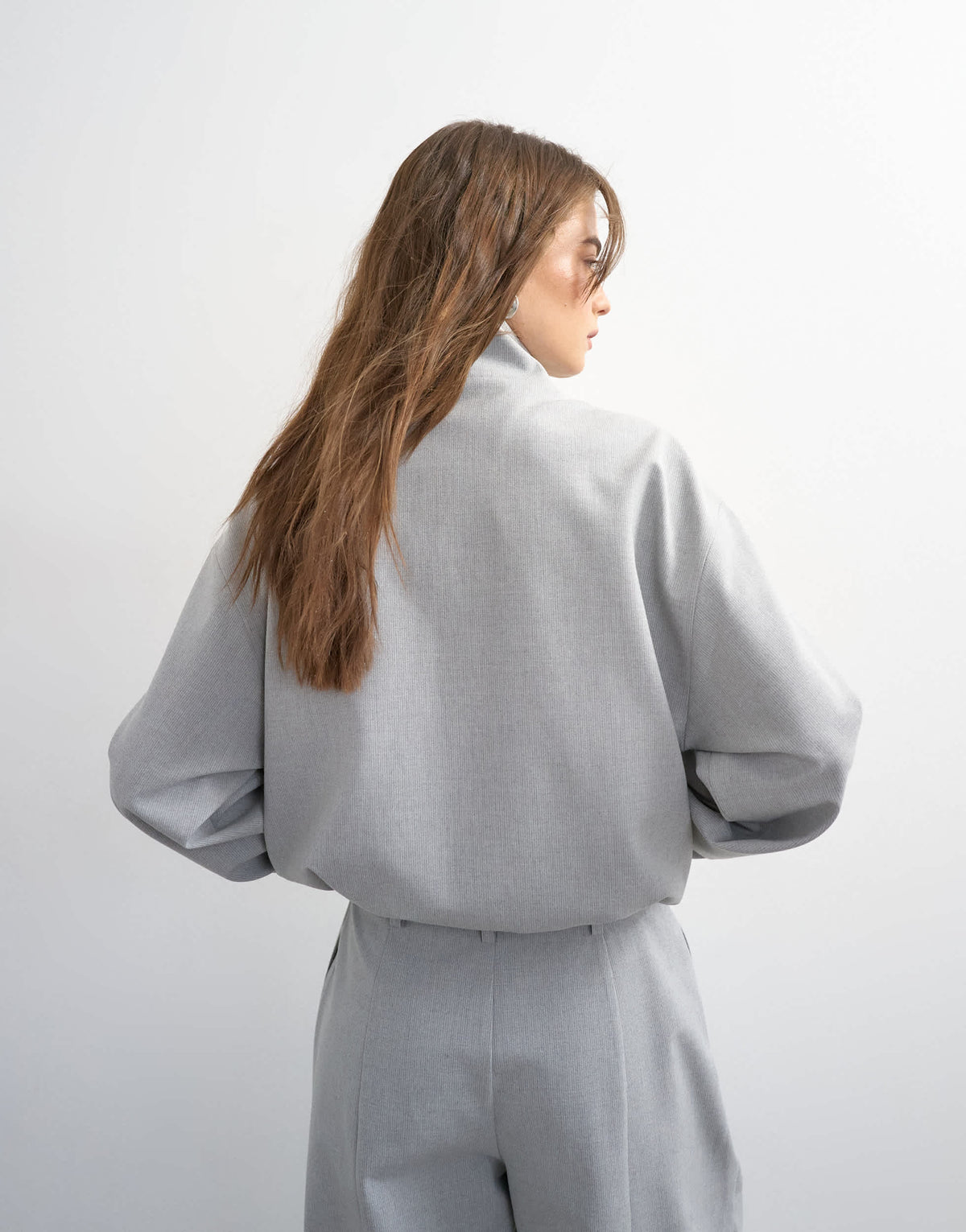 Topshop co ord funnel neck jacket in light grey