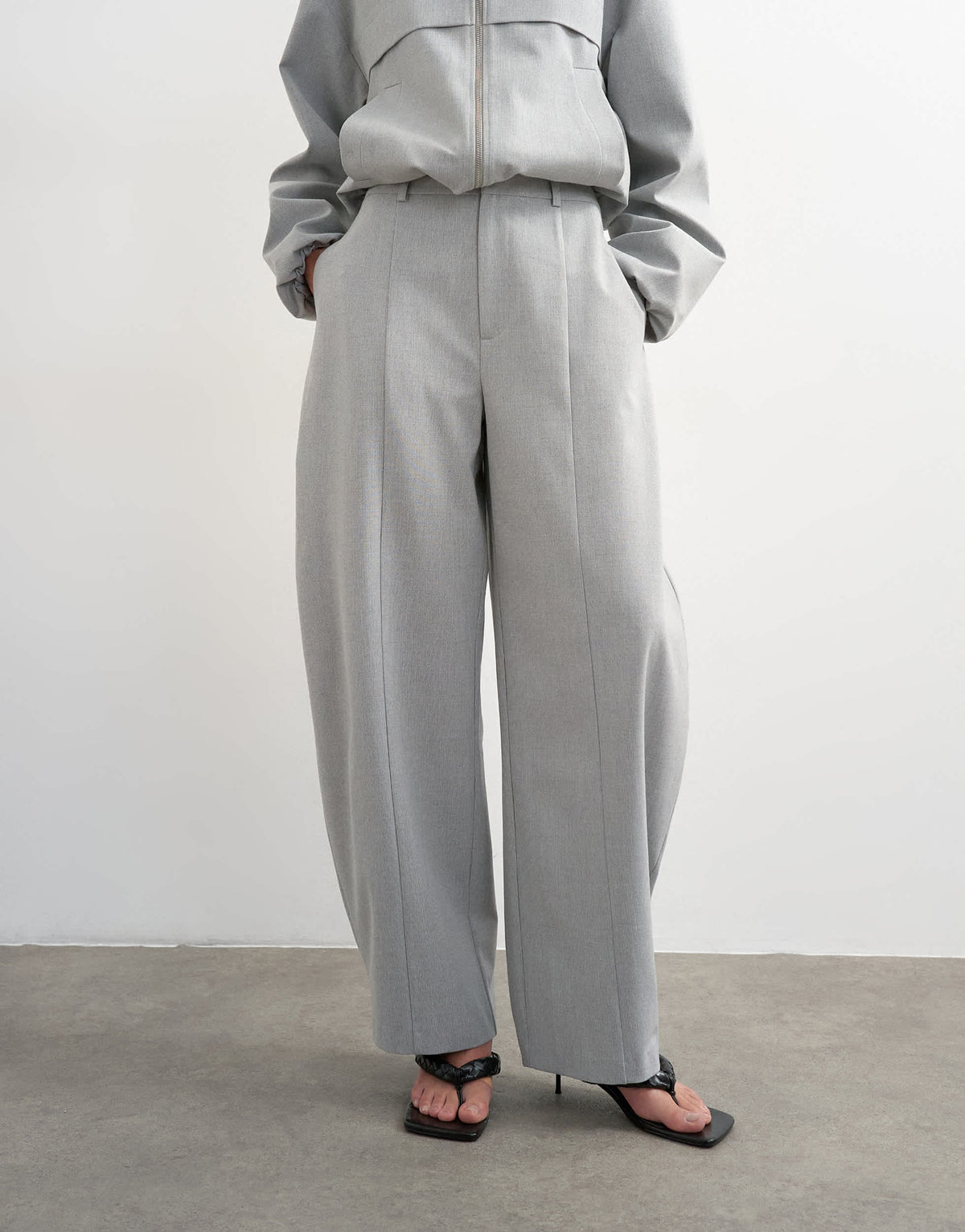 Topshop co ord barrel trouser in light grey