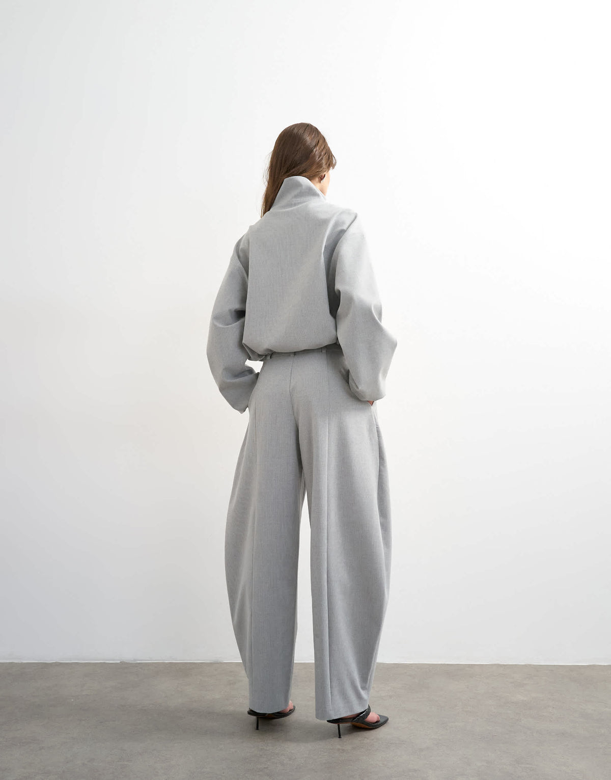 Topshop co ord barrel trouser in light grey