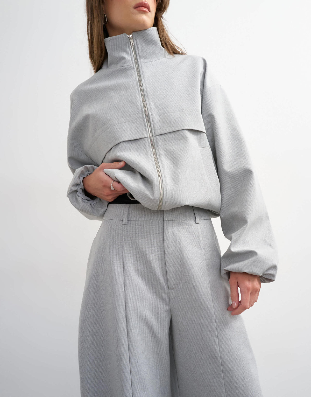 Topshop co ord barrel trouser in light grey