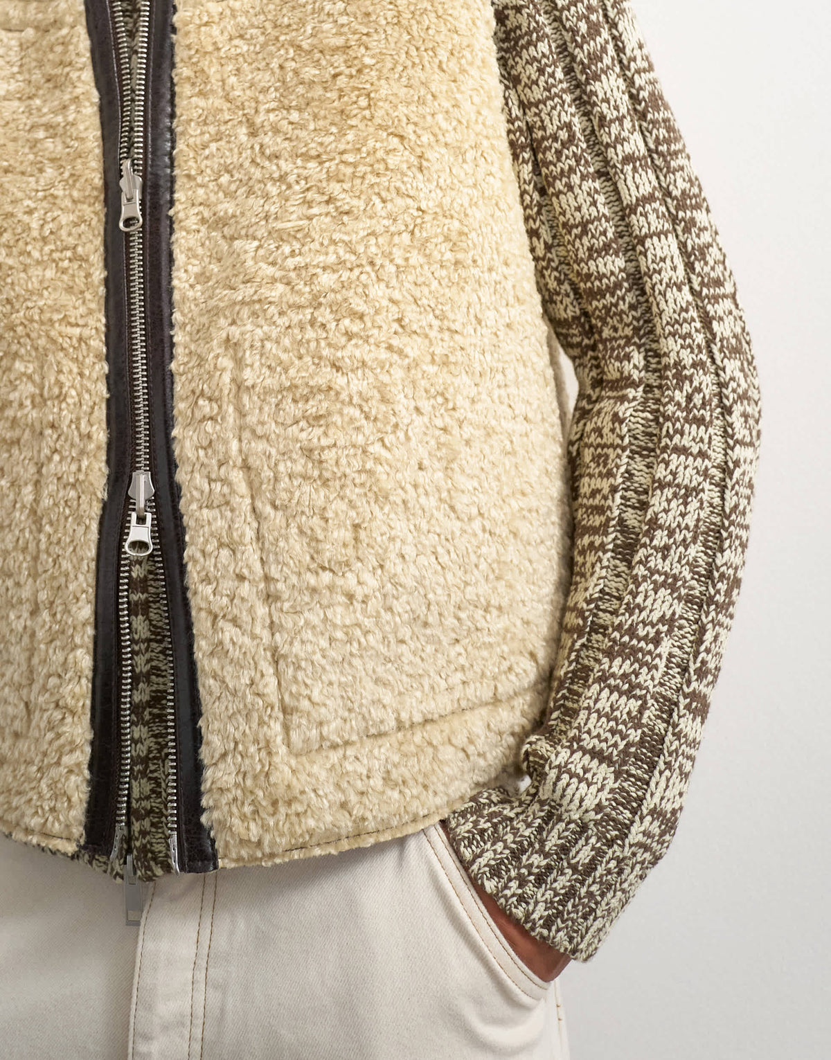 Topman classic fit faux leather reversible shearling gilet in brown