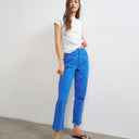 Topshop Mom high rise loose fit jean in cobalt