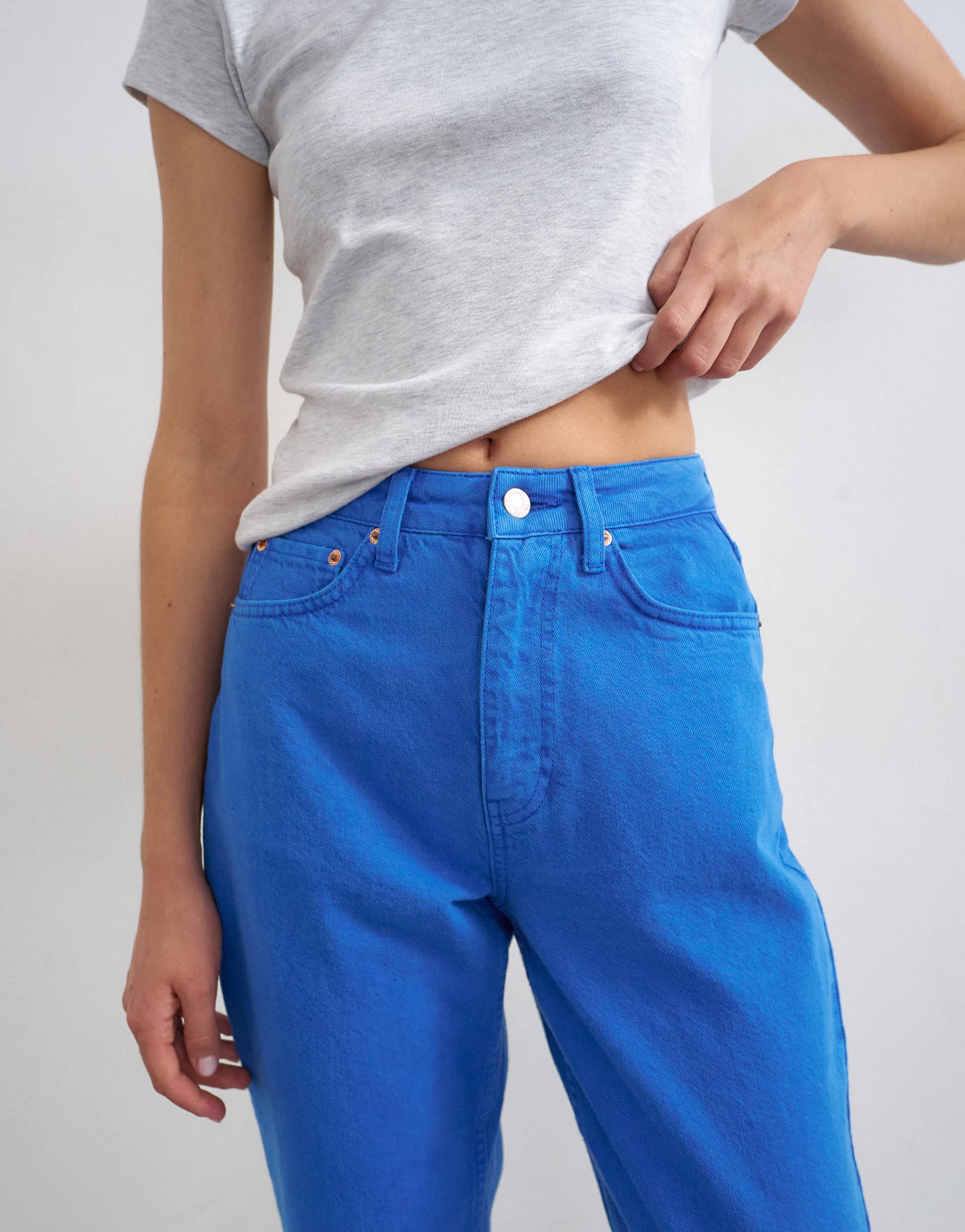 Topshop Mom high rise loose fit jean in cobalt