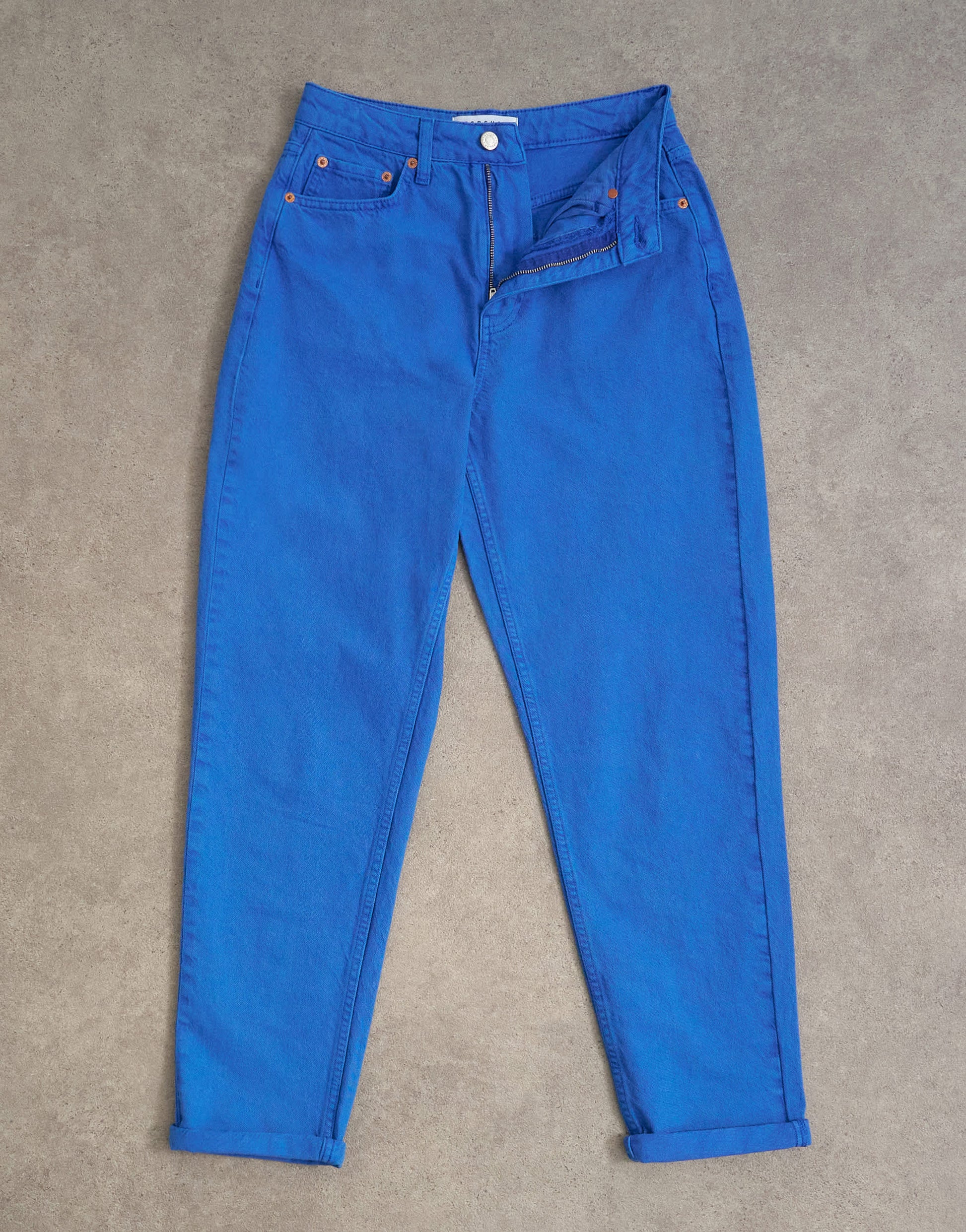 Topshop Mom high rise loose fit jean in cobalt