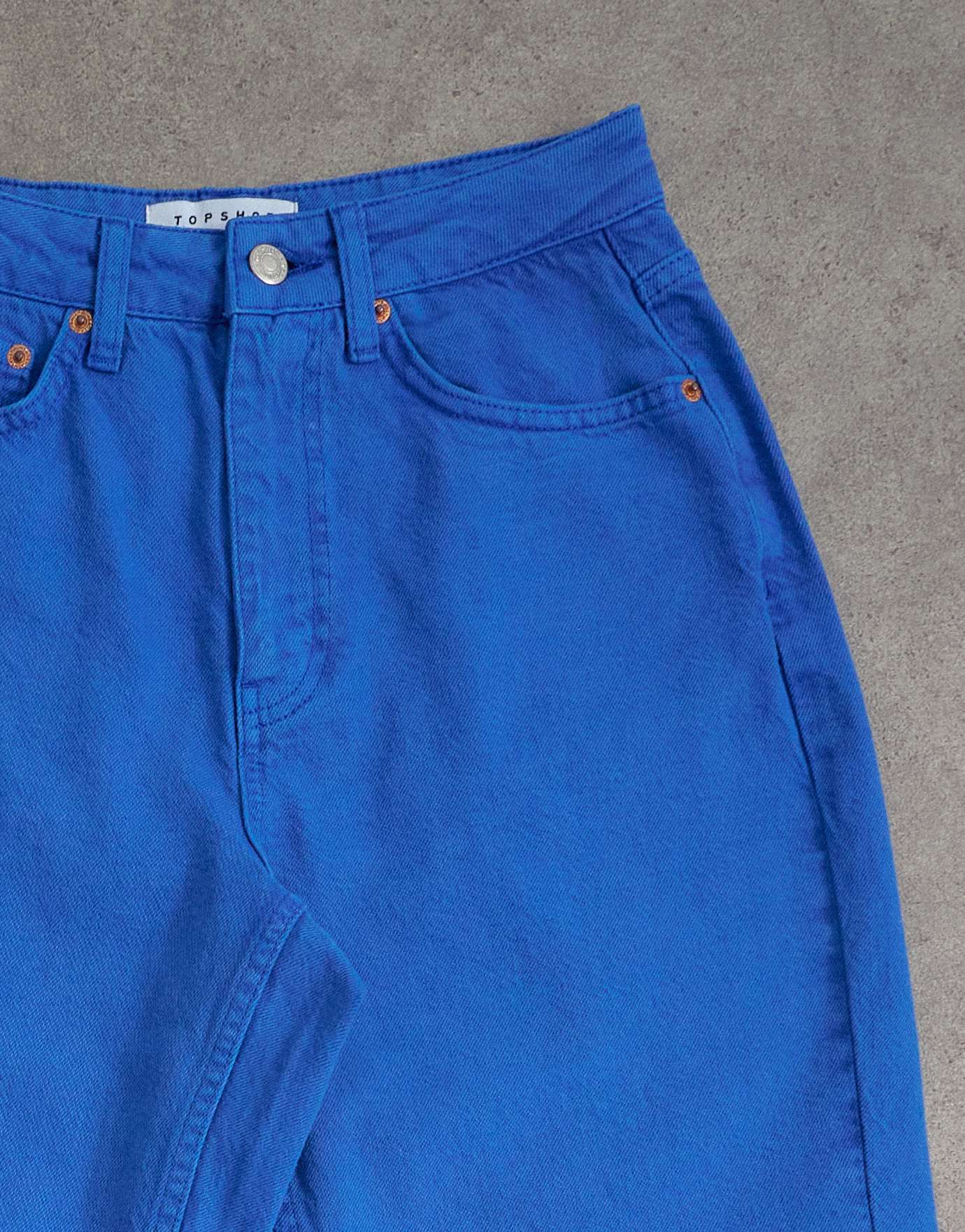 Topshop Mom high rise loose fit jean in cobalt