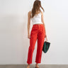 Topshop Mom high rise loose fit jean in red