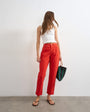 Topshop Mom high rise loose fit jean in red