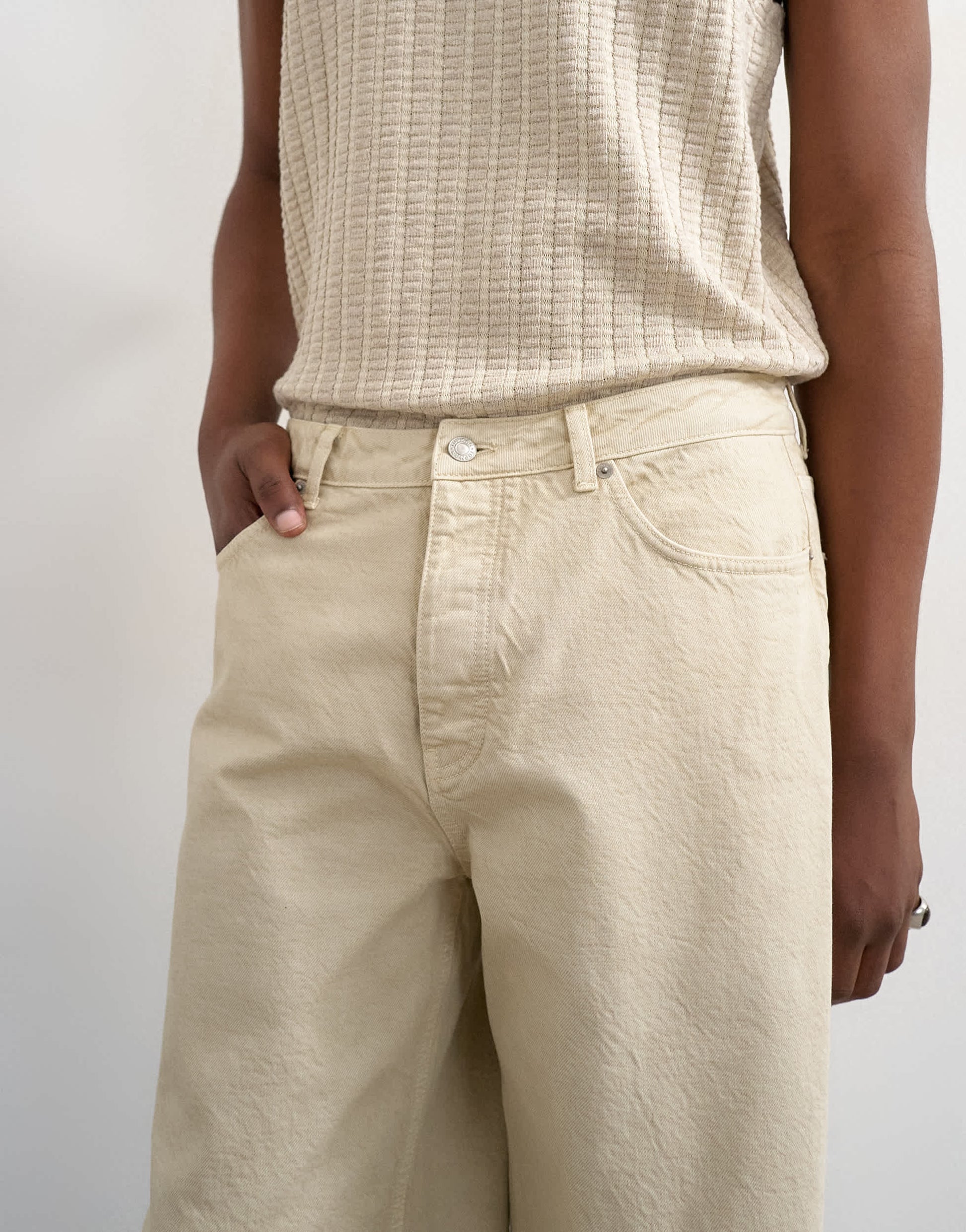Topman rigid baggy jean in oat