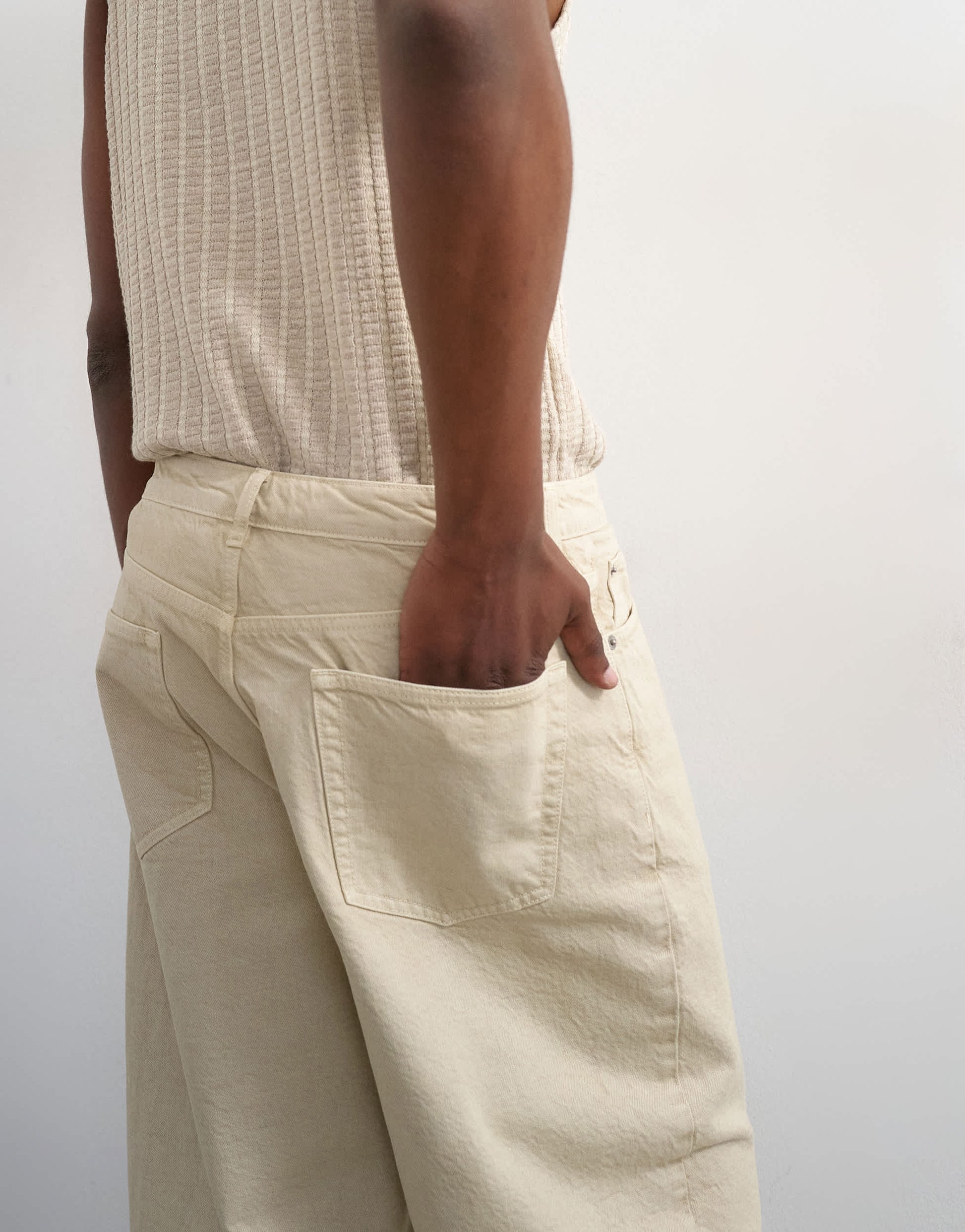Topman rigid baggy jean in oat