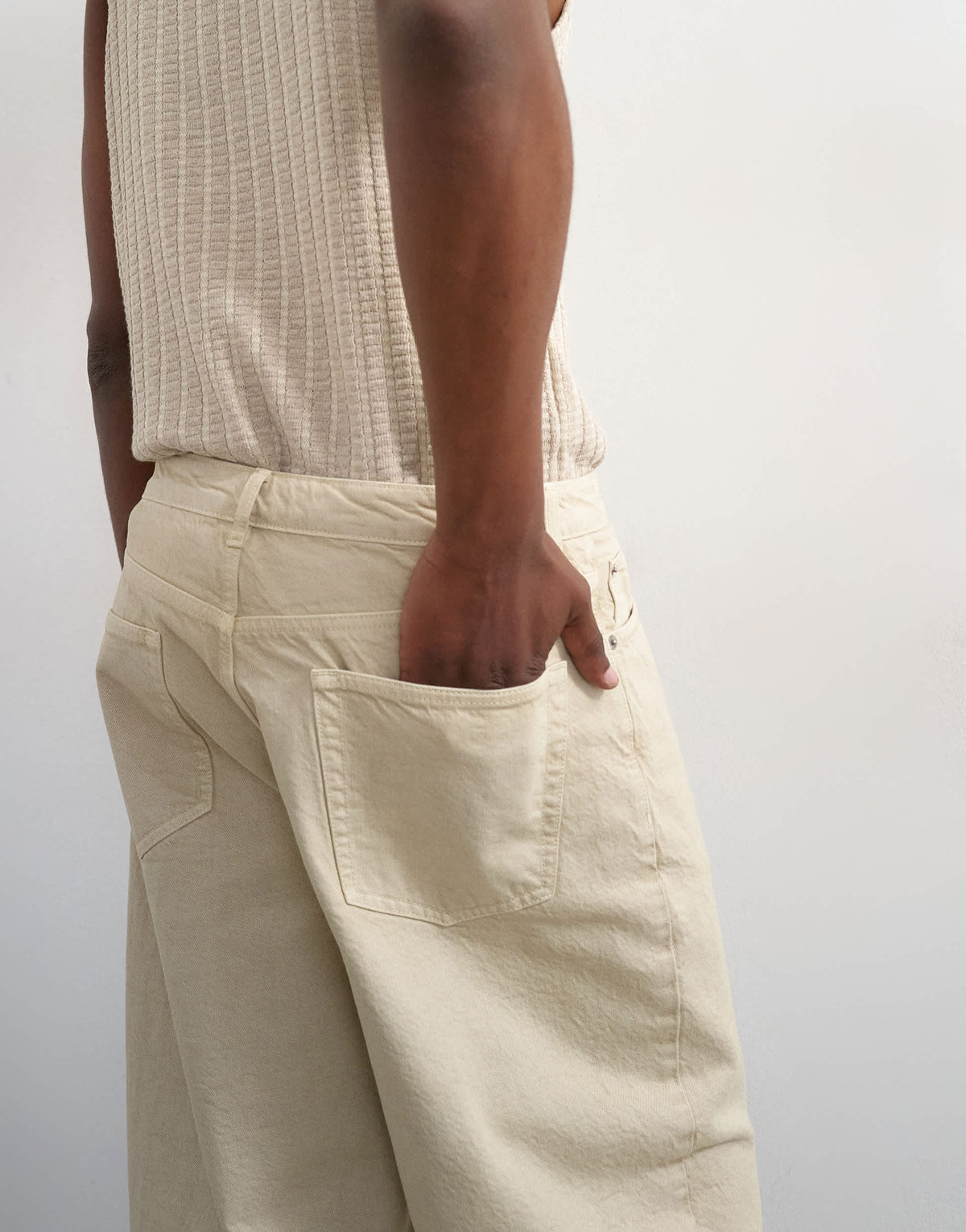 Topman rigid baggy jean in oat