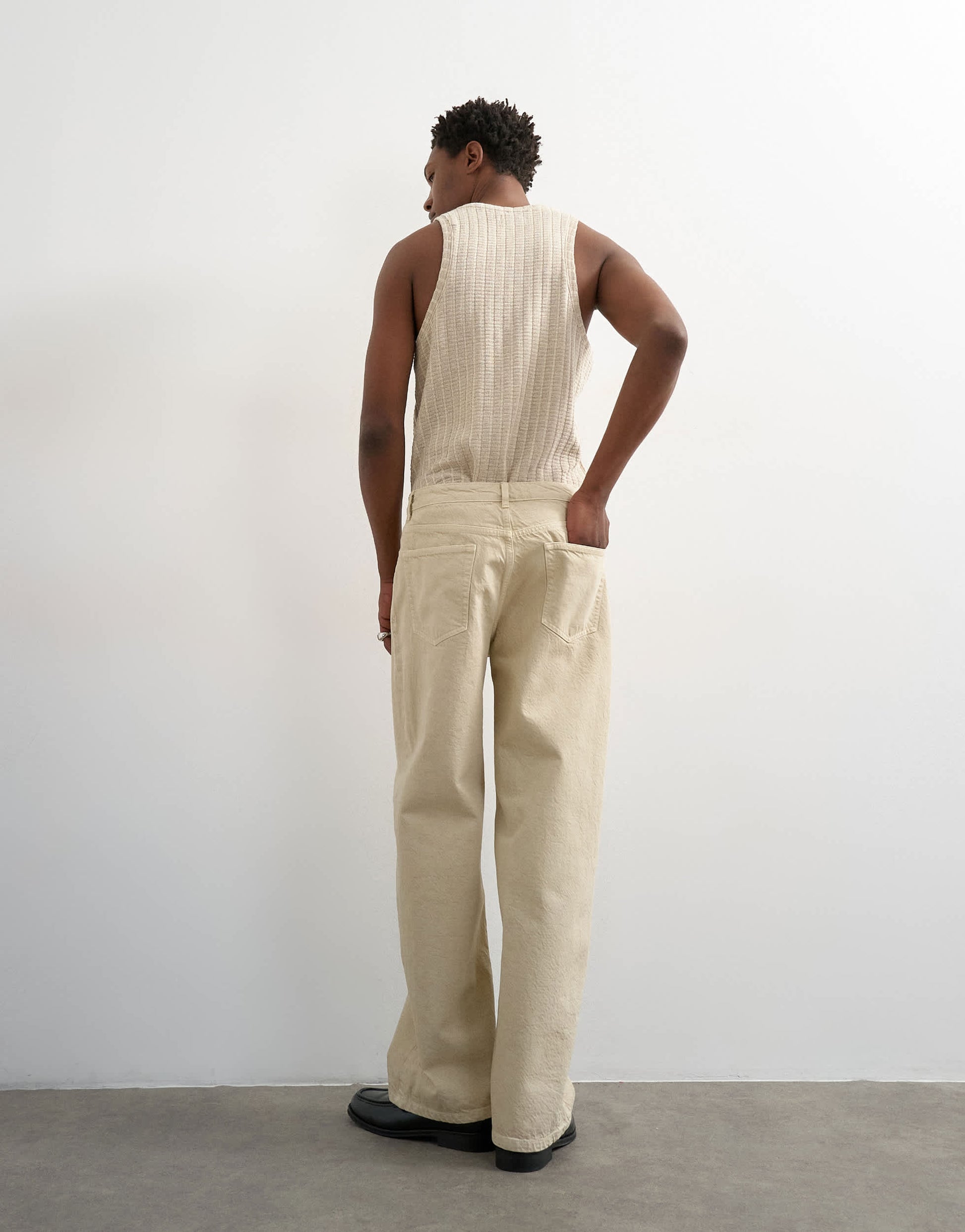 Topman rigid baggy jean in oat