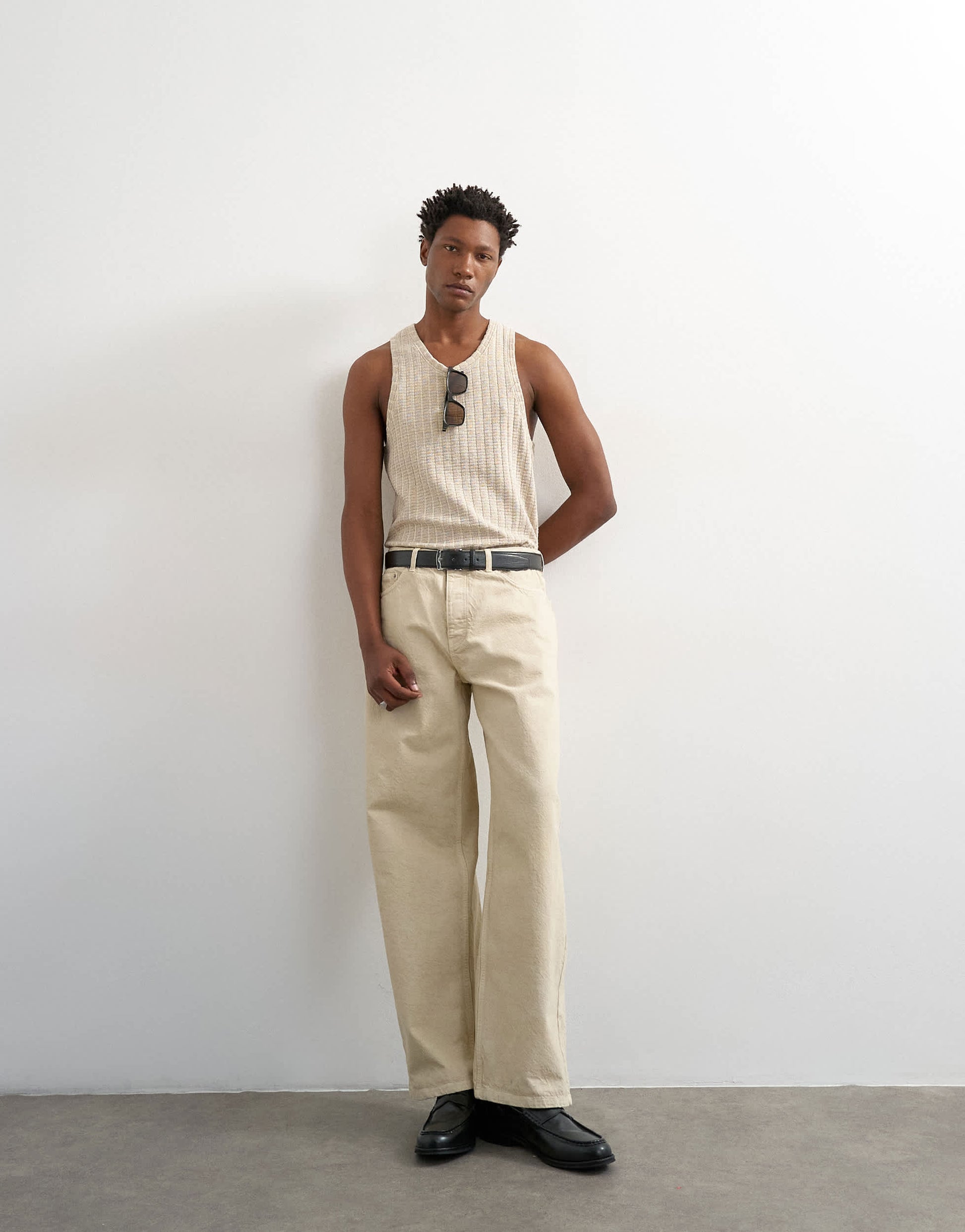 Topman rigid baggy jean in oat