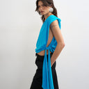 Topshop knot detail one shoulder top in blue
