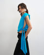Topshop knot detail one shoulder top in blue